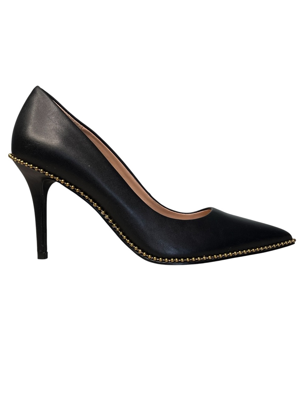 Coach Waverly Black Leather Gold-Tone Studded Stiletto Pumps Sz 7.5 - Picture 2 of 15